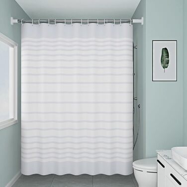 Білий душовий шторка PEVA 300x200 см XXL, антипліснява, смугаста, прана, для ванної, гуртожитків