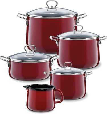Емалевий чайник Riess CLASSIC Plus 2 л, червоний, для індукції, діаметр 18 см, висота 21.7 см, трьохшарове емалювання