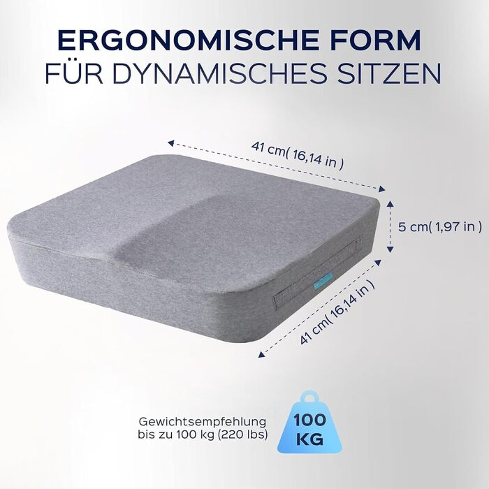 Ортопедична подушка для сидіння з піни Memory Foam – для офісного крісла, авто, інвалідного візка, підвищення сидіння, дорослим. Чорна, 41x41x5 см