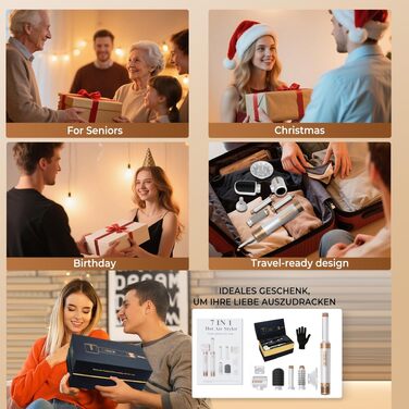 Hairstyler UKLISS Pro 7-в-1 з іонізацією: фен-щітка, кругла щітка, аерощітка для волосся, мультистайлер (білий)