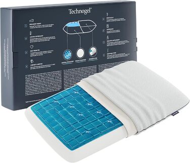 Ортопедична подушка Technogel Deluxe для шиї та спини, антибактеріальна, з гелем, для сну на спині й боці, з наволочкою