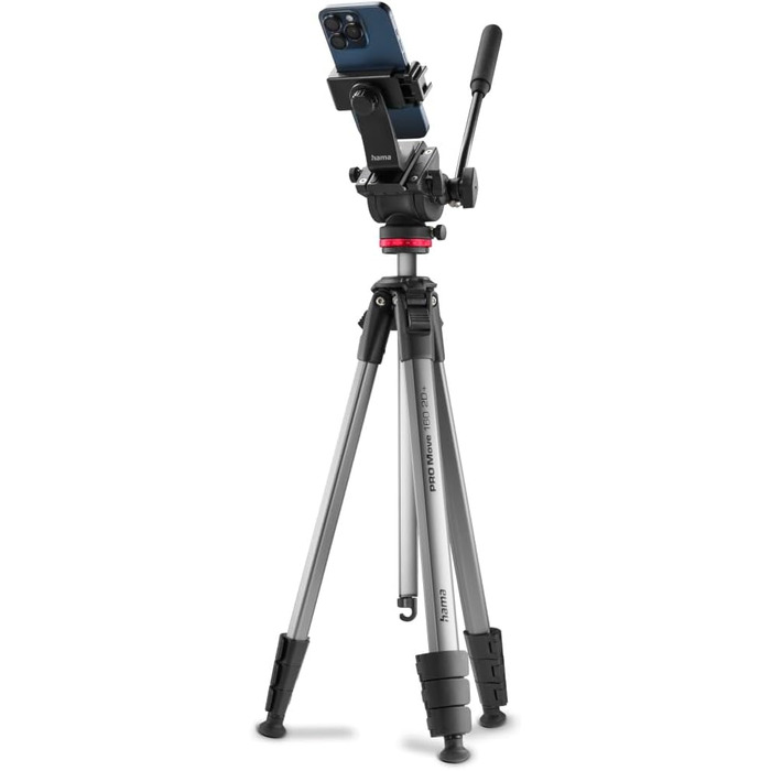 Відеоштатив Hama з флюїдною головкою для камери, смартфона і DSLR, алюмінієвий, легкий, 46–160 см, навантаження до 7 кг, з тримачем для телефону