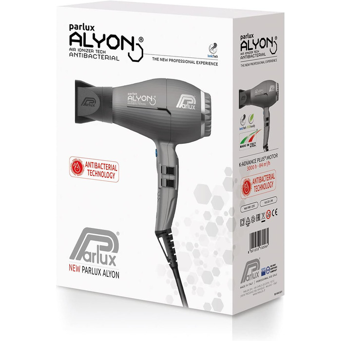 Фен Parlux Alyon Ionic Graphite Matt – іонний, графітовий, матовий, професійний фен для волосся