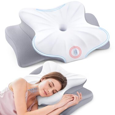 Ортопедична подушка для шиї з піни Memory Foam біла - для сну та зняття болю у шиї та спині