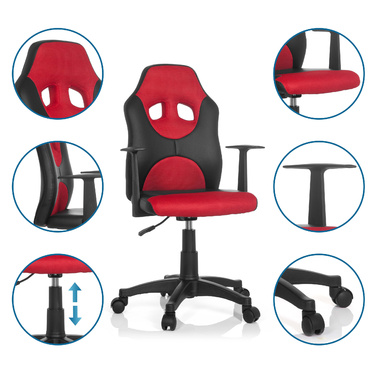 Дитячий письмовий стілець / дитячий стілець KID GAME AL чорний червоний hjh OFFICE