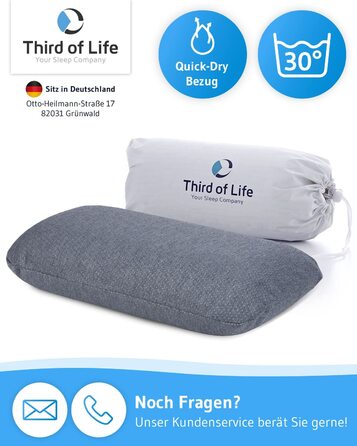 Дорожня подушка VOLAR QuickDry, ортопедична подушка з пам'яттю форми для шиї, швидковисихаючий чохол, для літака, авто, кемпінгу, 40x25 см