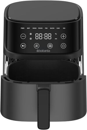 Аерофритюрниця Brabantia Airfryer XL 4 л, 1700 Вт, цифровий сенсорний дисплей, 8 програм, без PFAS, чорна, BBEK1134