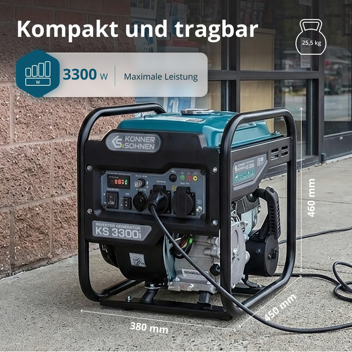 Інверторний бензиновий генератор Könner & Söhnen KS 4500i, потужність 4.5 кВт, чорний