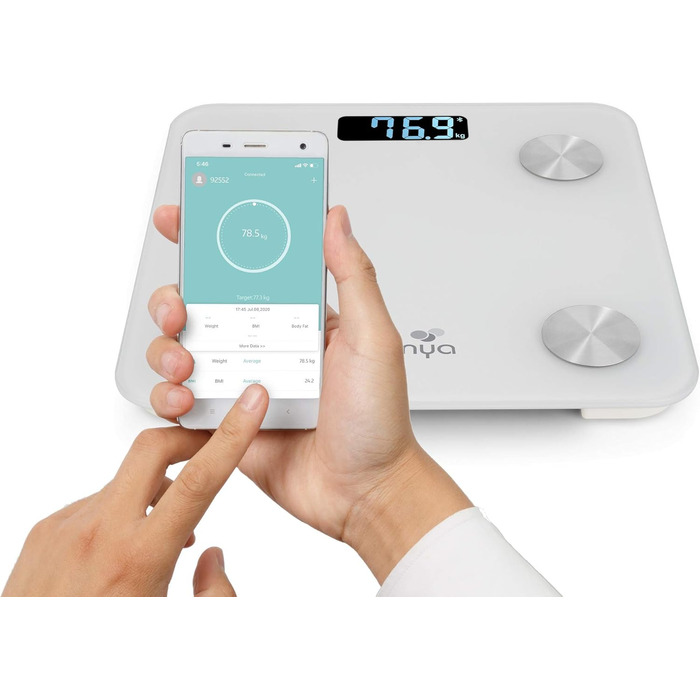 Смарт-ваги Senya з Bluetooth, скляні, білий, контроль ваги через додаток Fitday, модель SYWB-S007