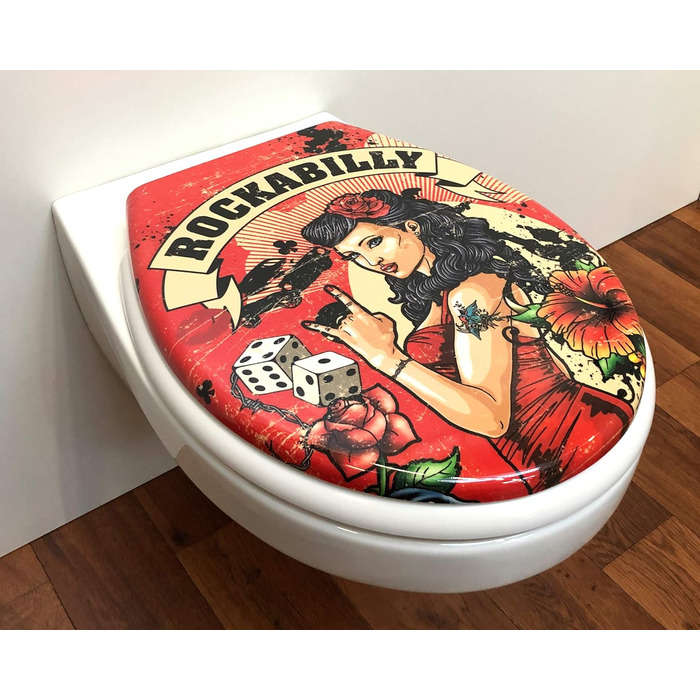 Сидіння для унітазу ADOB Design Rockabilly, дюропласт, плавне закривання, знімне, 59828