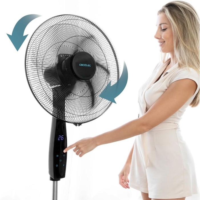 Вентилятор підлоговий Cecotec EnergySilence 610 Max Flow 70 Вт, діаметр 40 см, 4 швидкості, таймер 2 години, поворот 90°, регульований кут нахилу та висота, чорний