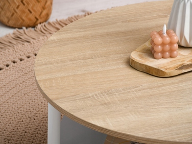 Журнальний стіл Mebel-Partner круглий, 80 x 80 x 45 см, білий, дуб сонома
