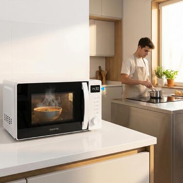 Мікрохвильова піч Cecotec Proclean 5105 Silver 20L з грилем, технологією 3DWave та функцією розморожування, біла