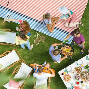 Пікнікова ковдра Relaxdays XXL 200x300 см, водонепроникна, флісова, термоізоляційна, для пляжу, різнокольорова, поліестер, алюміній, піноматеріал