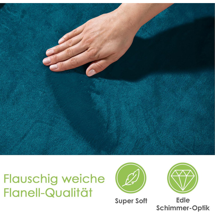 Плед флісовий Heimtexland Super Soft XXL 220x240 см, фланель, теплий, без ворсу, сертифікат OEKO-TEX, темно-петрольний смарагдовий
