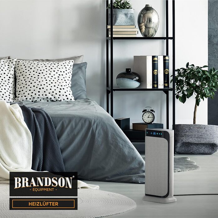 Обігрівач Brandson з пультом керування: керамічний, для ванної кімнати, енергозберігаючий, тихий, з осциляцією, 2 режими, таймер, сертифікат GS