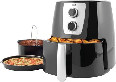 Фритюрниця Petra PT5175VDEEU10 5,2 л, електрична, без олії, антипригарний XL кошик, циркуляція гарячого повітря, таймер 30 хв, регулятор температури, 1300 Вт, з формою для піци та випічки