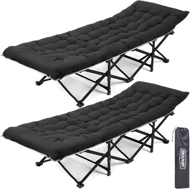 Складане польове ліжко Overmont 190x71x36 см, до 250 кг, 2400D Оксфорд з бічною кишенею і сумкою для перенесення, для кемпінгу, саду, офісу