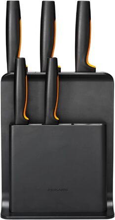 Набір кухонних ножів Fiskars Functional Form з підставкою (5 ножів), чорний пластик