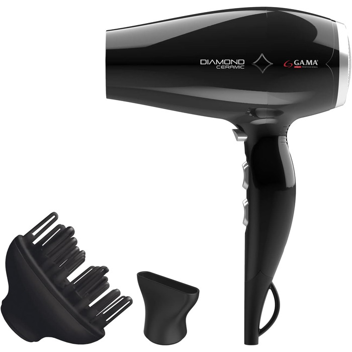 Фен для волосся Gama Italy Professional GH0301, чорний, професійний