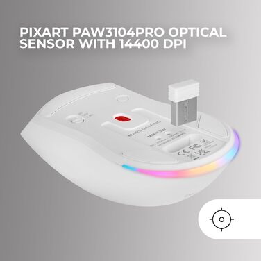 Бездротова ігрова миша Mars Gaming MMT3W RGB Flow, ультралегка (79г), 3200 DPI, біла