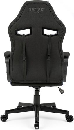 Ігрове крісло SENSE7 Knight, ергономічне, з регульованою поперековою подушкою, гойдалкою, м'якими підлокітниками, тканинне, офісне, до 120 кг, чорний-синій