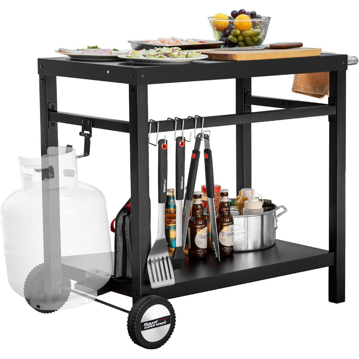 Royal Gourmet Grillwagen: Робочий стіл-гриль для барбекю на вулиці, 85x50 см, чорний