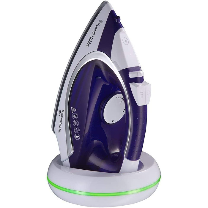 Бездротова праска Russell Hobbs Supreme Steam Cordless 2400 Вт, 135 г/хв, керамічна підошва, 300 мл, паровий удар, база