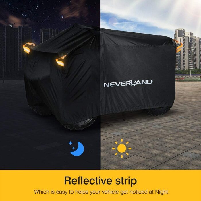 Чохол для квадроцикла XXXL NEVERLAND, водонепроникний, UV-захист, з фосфоресценцією, 256x110x120 см, чорний