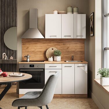 Модульна кухня Vicco R-Line, дуб Goldkraft / антрацит, 160 см, з шафою під плиту, підготовлена під мийку та вбудовану техніку (без стільниці)