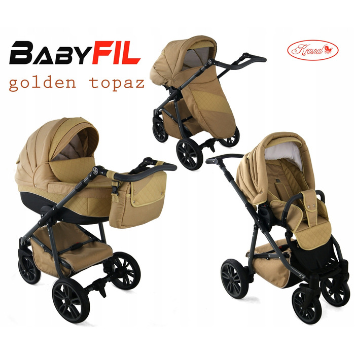 Дитячий візок 2в1 Krasnal BabyFIL, екошкіра + льон