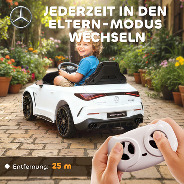 Електромобіль для дітей Kinder, дизайн Mercedes-Benz, двигун 12V, пульт дистанційного керування, світлодіодні фари, музика, для дітей віком 3-6 років, білий