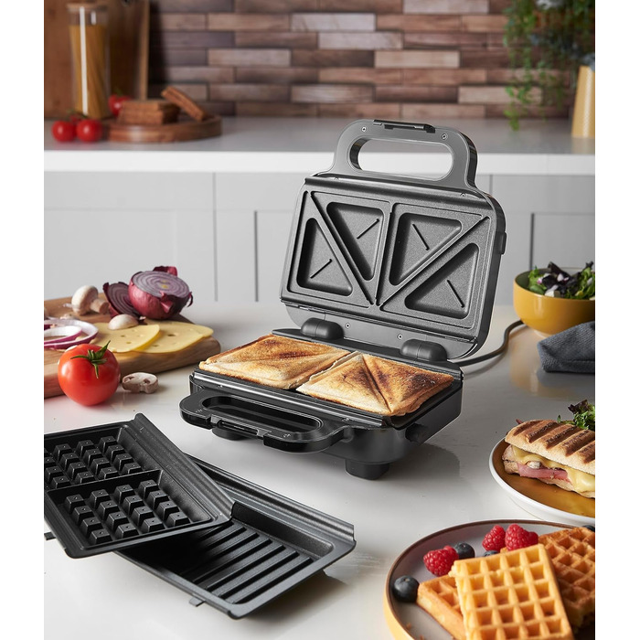 Мультифункціональний пристрій Russell Hobbs 3-в-1: сендвічниця, вафельниця, гриль Creations, антипригарне покриття, глибокі пластини, підходить для миття в посудомийці, BPA безпечний, модель 26810-56