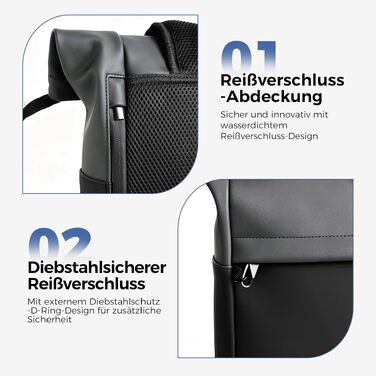 Водонепроникний рюкзак для ноутбука Rolltop (18-25 л), сірий, розмір L (30x13x48 см)