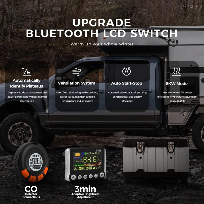 Дизельний опалювач 8kW з Bluetooth, автоматичний старт/стоп, для вантажівок та фургонів (Tb10pro)