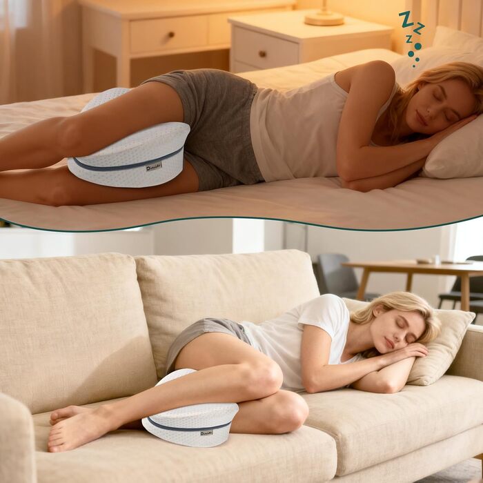Подушка для ніг та стегон Dioxide для тих, хто спить на боці, з memory foam. Підтримка ніг, колін, стегон, спини та для вагітних. Білий колір.
