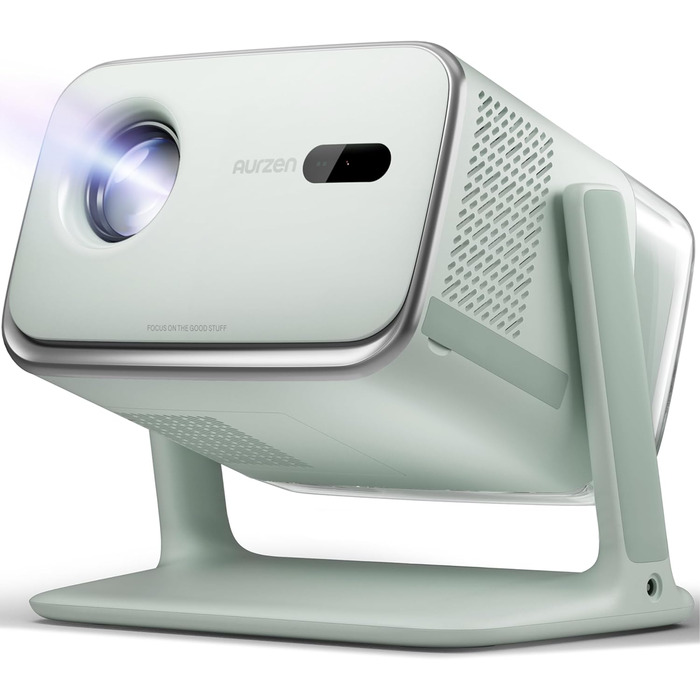 Aurzen Boom Mini 4-в-1 Smart Beamer: проєктор 4K з Google TV, аудіо Dolby 20W, Wi-Fi, Bluetooth, автофокус, корекція трапеції (зелений)