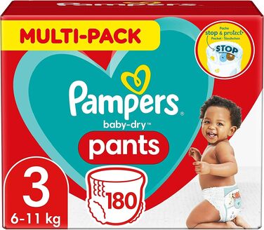 Підгузки-трусики Pampers Baby-Dry, розмір 3 (6-11 кг), 192 шт. — захист від протікань 360° Fit
