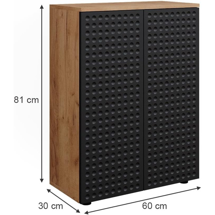 Шафа для ванної Vicco Irma, золота дубова/антрацит, 60x81 см, антрацит з візерунком
