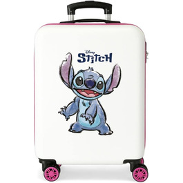Дитяча валіза Disney Stitch 38x55x20 см, біла, ABS, 35 л, 2 кг, ручна поклажа з кодовим замком та 4 подвійними колесами