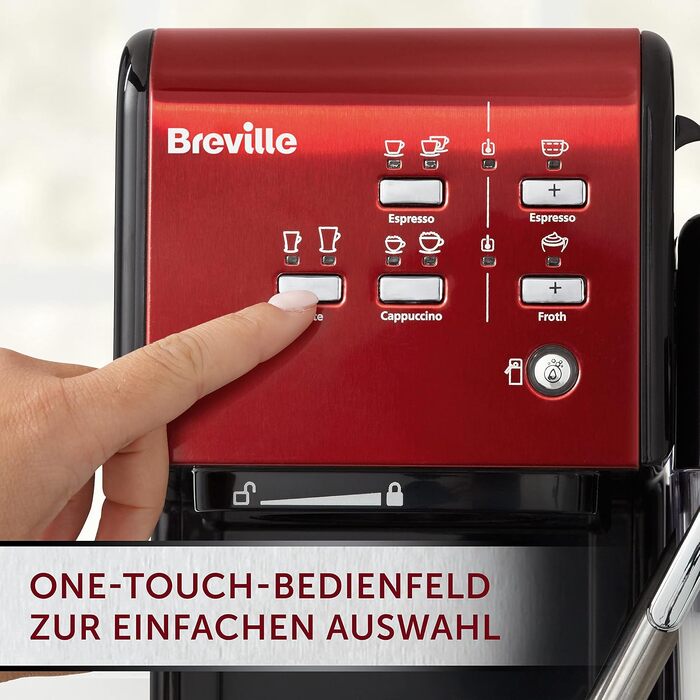Кавомашина Breville Prima Latte II: Еспресо та капучино, 15 бар, червоний (VCF109X)