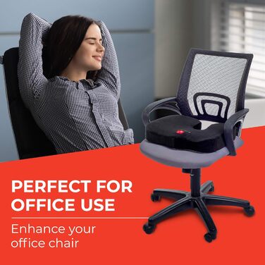Ортопедична гелева подушка Ergonauts для сидіння — проти ковзання, з ефектом пам'яті, для офісного крісла та автомобіля, для полегшення болю у спині, куприку та при ішіасі