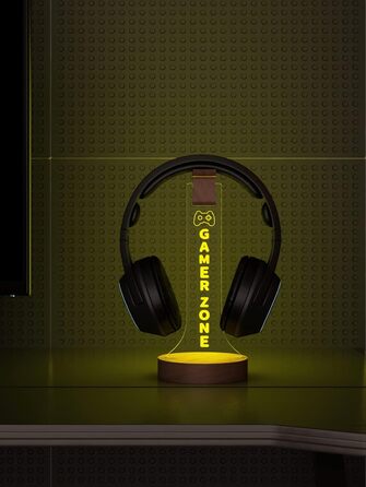 Підставка для навушників YuanDian Gamer Zone з підсвіткою RGB, дерев'яний тримач для геймерських навушників, 16 кольорів для декору ігрової кімнати, подарунок геймеру