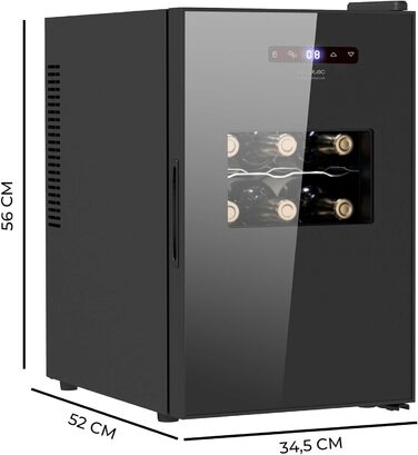Винний холодильник Cecotec Bolero Grandsommelier 830 Coolcrystal: 15 пляшок, чорний, терморегулювання 8-18°C, LED, без шкідливого газу