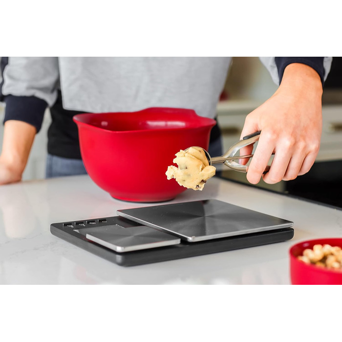 Кухонні ваги KitchenAid цифрові з двома платформами, до 5000г/500г, чорні, з таймером
