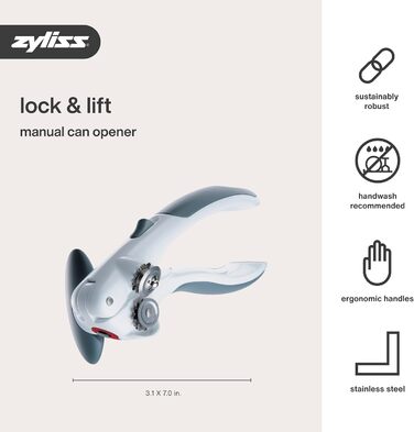 Відкривачка для банок Zyliss Lock N' Lift з підйомником кришки та магнітом, біла