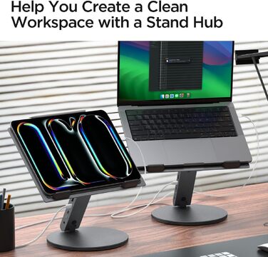 Док-станція та ергономічна підставка для ноутбука Spigen ArcDock 6-in-1: USB-C, HDMI 4K 60Hz, USB-A, для MacBook, iPad Pro Air та ноутбуків до 15.6