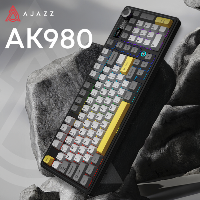 Бездротова механічна клавіатура Ajazz AK980 Clear Sky Switch Black-Gray-Yellow (AK980-CS-BGY)