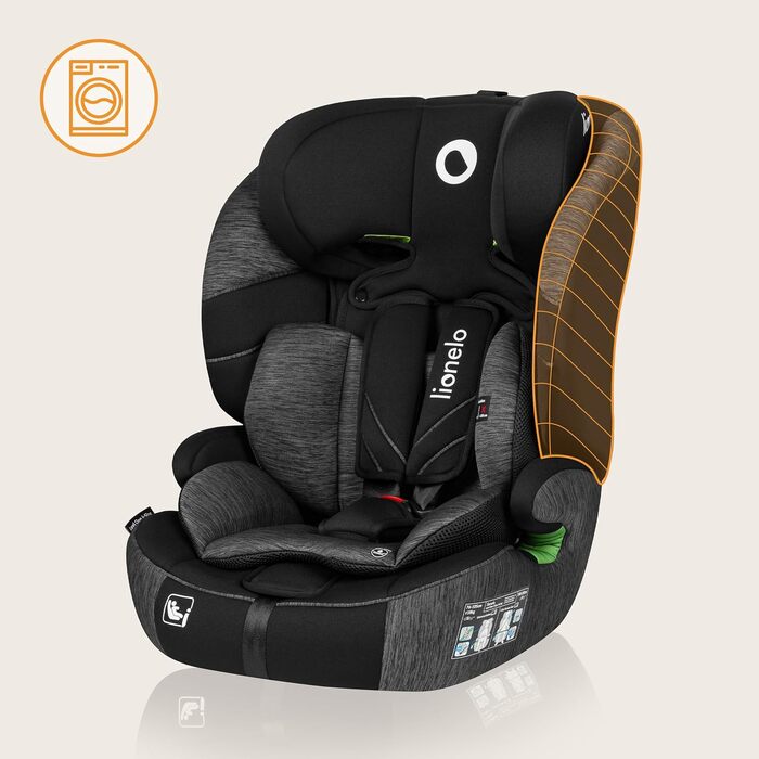 Автокрісло Lionelo Levi One I-Size 76-150 см, Група 1 2 3, чорно-сірий колір