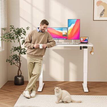 Електричний стіл JUMMICO з регулюванням висоти, пам'яттю, 140 x 60 см, білий